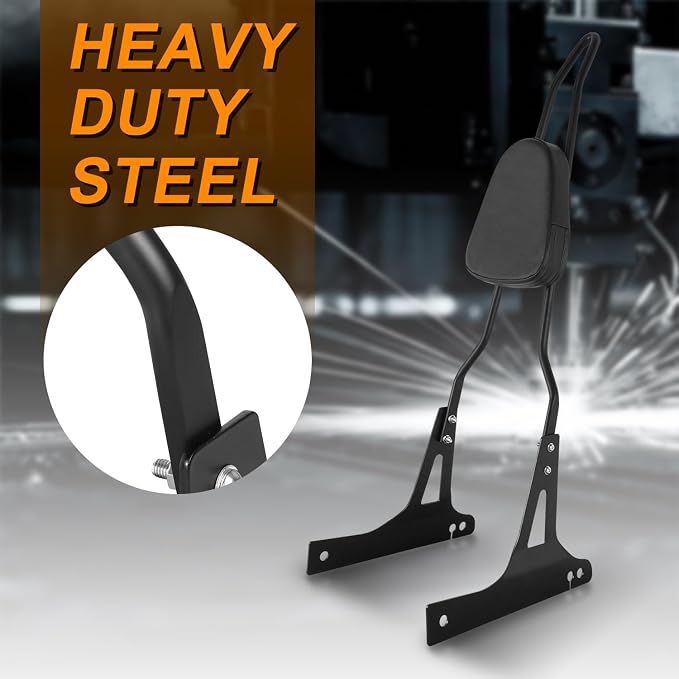 AUFER Detachable Black Passenger Backrest Sissy Bar With Back Rest Pad Compatible With For Harley Dyna Street Bob Super Glide Low Rider Wide Glide FXD FXDB FXDC FXDL FXDWG FXDSE 2006-UP