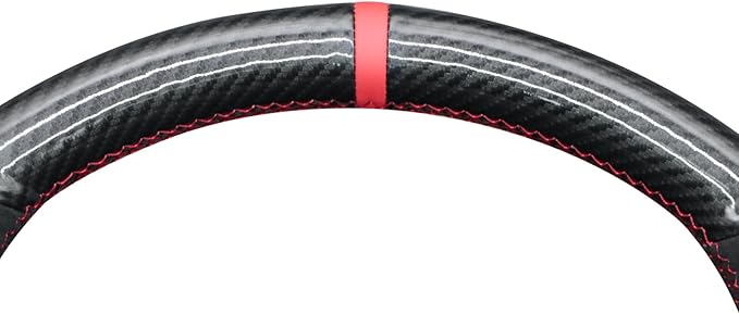 MEWANT Hand Stitch Black Shiny PU Carbon Fiber Woven Embossed Athsuede Steering Wheel Cover for Subaru WRX STI 2015-2021