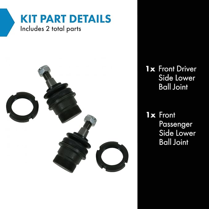 TRQ Front Lower Driver and Passenger Side Ball Joint Set Compatible with 1998-2003 Mercedes-Benz ML320 1999-2001 ML430 2000-2003 ML55 AMG 2002-2007 ML500 2003-2005 ML350