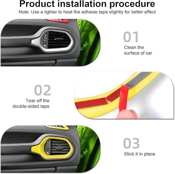 CheroCar 31 PCS Full Set Interior Decoration Trim Kit Steering Button Cover Door Handle Cover Air Outlet Cover Cup Holder Gear Cover Trim Door Speaker Cover for Jeep Renegade 2016-2018,Yellow…