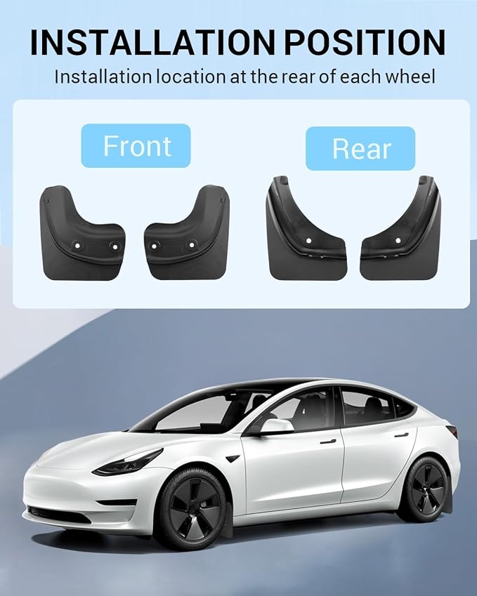 Motrobe Tesla Model 3 Garbage Bag and Tesla Model 3 Mud Flaps