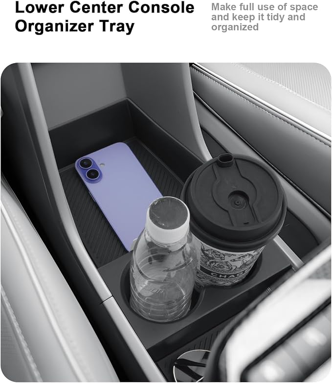 2026 Ioniq 5 Center Console Organizer - 2 Pcs Armrest Box Storage Tray + Lower Center Console Tray For 2025-2026 Hyundai Ioniq 5(SE/SEL/Limited/XRT) Accessories - Not For Ioniq 5 N Edition