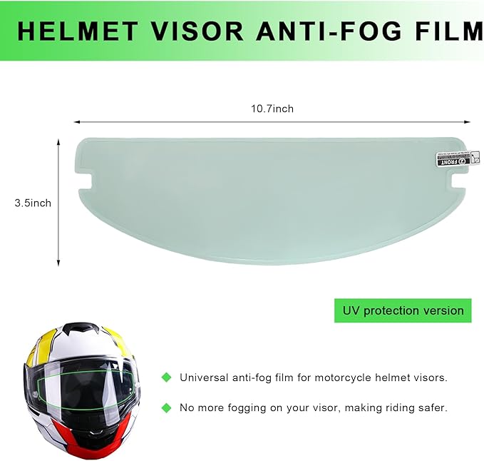 Anti Fog Film for Motorcycle Helmets, Helmet Visor Lens Insert Nano Coating Sticker, Universal Helmet Shield Film Lens (Clear)