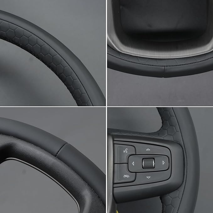 MEWANT DIY Stitching Car Steering Wheel Wrap Cover for GMC Sierra 1500 2019-2023 / Sierra 1500 Limited 2022 / Sierra 2500 2020-2024 / Sierra 3500 2020-2024 / Yukon (XL) 2021-2023 Accessories(3D Style)