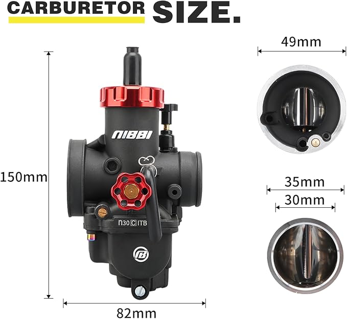 NIBBI Carburetor PE30,30mm Carburetor Performance Kit with Air Filter For Dirt Pit Bike Mini Bike Motorcycle GY6