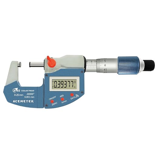 Digital Micrometer Metric & Inch, 0.00005" Resolution, 0.0001" Accuracy Stainless Steel Micrometer for DIY and Household Use