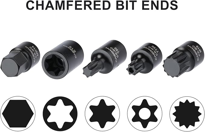 CASOMAN 84 Pieces 3/8" Dr. Master Hex & Torx Bit Impact Socket Set, CR-MO, SAE/Metric, Impact Grade, 3/8" Drive Allen Bit Socket Set