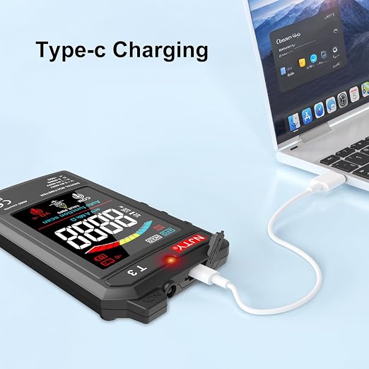 NJTY T3 Smart Digital Multimeter, Ultra-Thin Rechargeable Voltmeter with 3.2" Color LCD, Auto-Ranging 600V AC/DC Tester for Resistance NCV Live Wire Detection