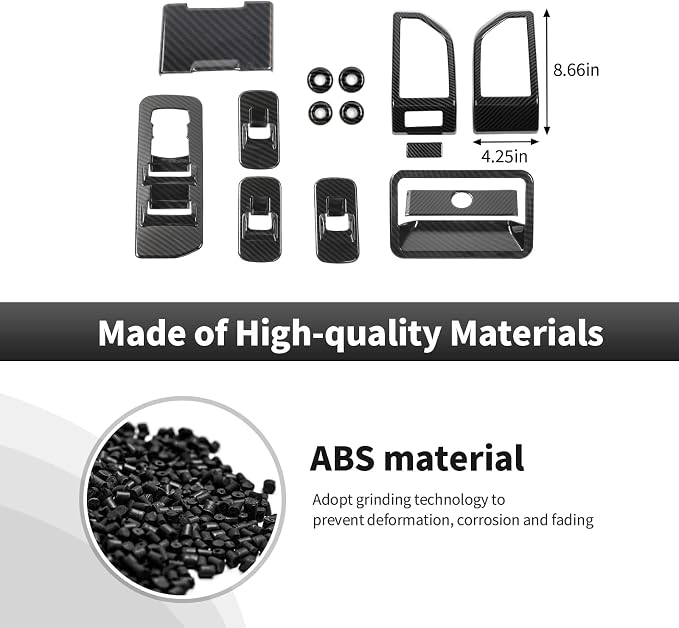 14PCS Carbon Fiber Interior Trim Panel Kits Fit for 2015-2020 Ford F150 Interior Decor Accessories Window Switch Dashboard Air Vent enter Console Power Outlet Panel Glove Box Handle Door Lock Pin Trim