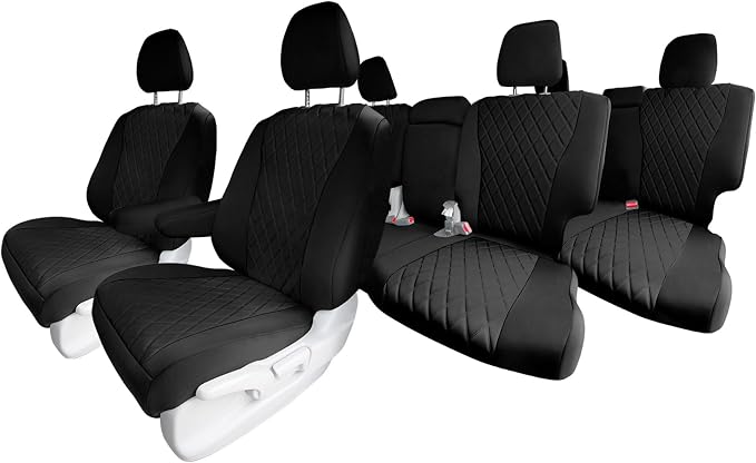 FH Group Custom Fit Car Seat Covers Specifically Made for 2016–2022 Honda Pilot, 3 Row Full Set Black Ultraflex Neoprene, Waterproof Car Seat Cover, Honda Accessories