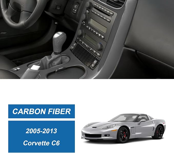 Real Carbon Fiber Center Control Seat Heating Button Panel Trim Compatible with Corvette C6 2005-2013, Interior Decor Sticker Accessories