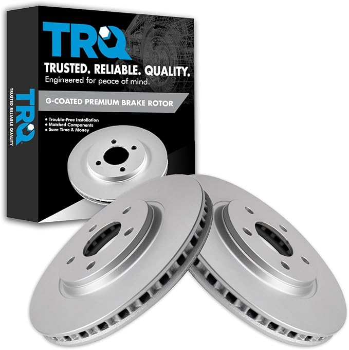 TRQ Front Brake Rotor Set G Coated Vented Compatible with 2005-2008 Chevrolet Cobalt 2008-2010 HHR 2004-2012 Malibu 2007-2009 Pontiac G5 2005-2010 G6 2007-2009 Saturn Aura 2004-2007 Ion