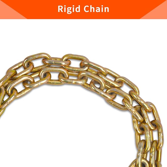 5/16" Grade 70 V-Type Transport Tow Chain w/15 J-Hooks 2Ft Long Shank Legs for Flatbed Truck Tie Trailer Tractor Car Wrecker Tow Chain,4700 Lbs Working Load Limit,G70 Steel Towing Chain Bridle