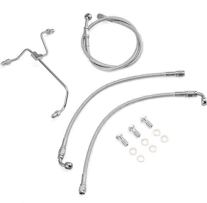 Mofun 64.75" Non-ABS Hydraulic Front Brake Line Kit Stainless Steel Compatible with Harley Touring Street Glide Road Glide Road King 2014-2023, Fit 12"-14" Handlebar Chrome