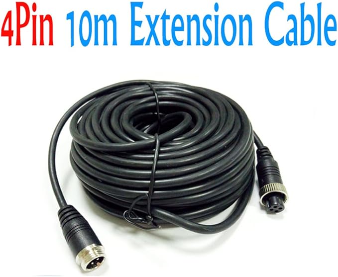 4Pin 18 LED IR Night Vision CCD Car Rear View Parking Reverse Camera + 4 Pin Connector Extension Cable for 12V/24V Bus Truck Trailer RV Caravan(Black Camera with 10m/33ft Cable)