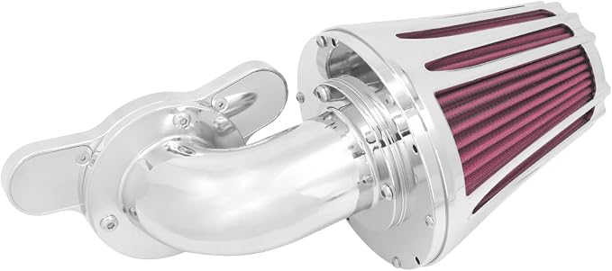 Motorcyle Air Cleaner Filter CNC 90° Forward-Facing Kit Fit for Harley Softail Touring Trike Sportster XL Dyna (Chrome Housing Red Element, A For Sportster XL 04-22)