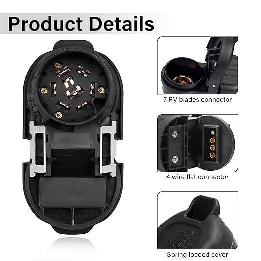 Trailer Brake Harness Towing 7-Pin Round / 4-Pin Flat Plug Connector for 2009-2023 Ford F150 F250 F350 Trailer Connector 9U5Z-14489-MAA