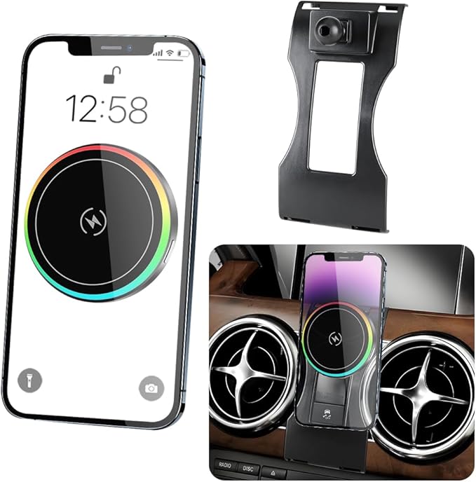 Car Magnetic Phone Mount for Mercedes Benz GLK-Class 2013 2014 2015 GLK350 GLK250 Auto Interior Accessories Best Cellphone Holder Fast 15W Wireless Charger Cell Phones Charging Screen Stand