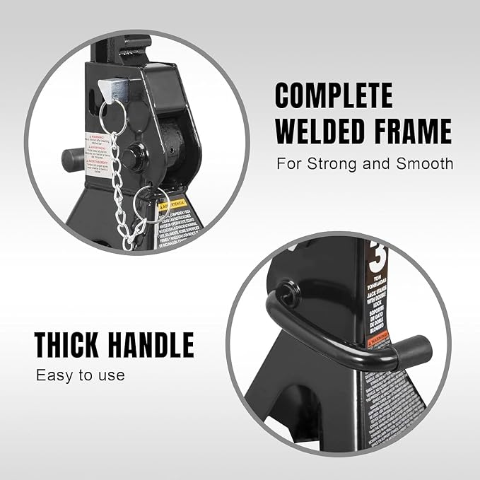 Big RED 3 Ton Double Locking Steel Jack Stands, for Lifting UTV/ATVS, Small Trucks and SUVS, Heavy Duty Steel, 6000lbs Capacity, 1 Pair, Black