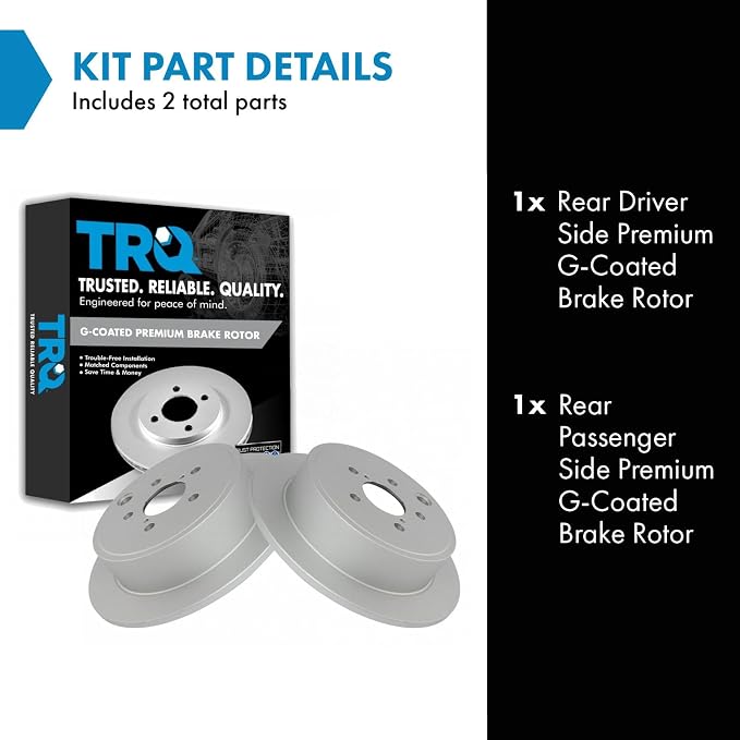 TRQ Rear Brake Rotor Set G Coated Solid Compatible with 2013-2015 Subaru BRZ 2009-2013 Forester 2008-2014 Impreza 2010-2014 Legacy Outback