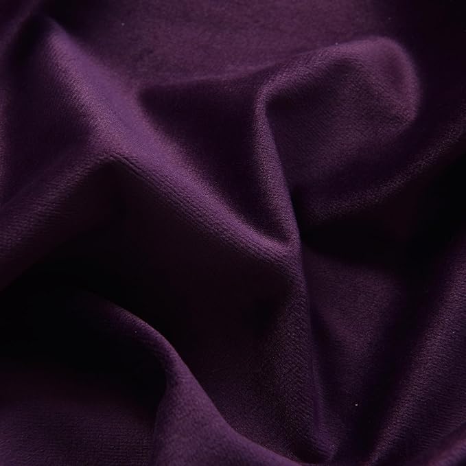 Roslynwood Luxury Soft Deep Purple Velvet Curtains 96 inches Long Back Tab Thermal Insulated Blackout Window Drapes for Living Room/Bedroom/Dining Room, W52 x L96, 2 Panels