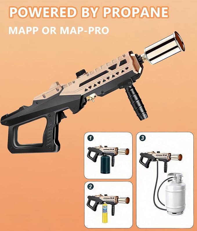 Propane Grill Torch Gun – Cooking Torch – Culinary Torch Sous Vide – Adjustable Flamethrower for BBQ, Campfire, Charcoal Wood Grills Lighter(Tank Not Included)