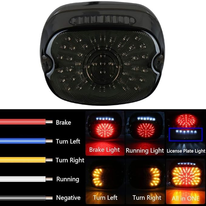 MZS Motorcycle Cover + Tail Light Compatible with Sportster Softail Dyna Road King Electra Glide Street Bob Fatboy