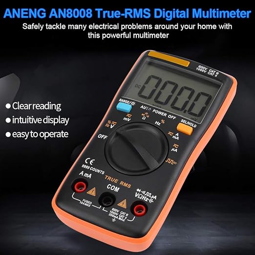 AN8008 Digital Multimeter, Automotive Multimeter, Multimeter Tester AC Voltage Ammeter Current Meter Tester (Batteries Not Included)