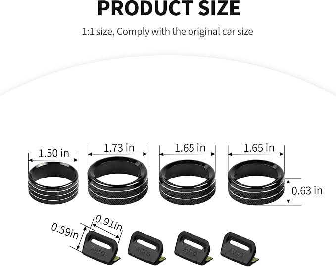 JeCar JL Switch Button Covers Window Control Air Conditioner Headlight Volume Radio Knob Trims Interior Accessories Compatible with Jeep Wrangler JL JLU 2018-2026 & Gladiator JT 2020-2026, Black
