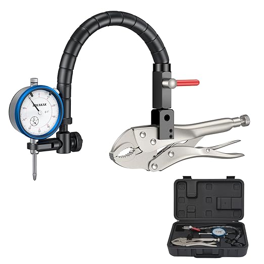 HDLNKAK Disc and Rotor/Ball Joint Gage Set, 0-1'' Dial Indicator 0.001'' (Blue) and 360 Deg Flexible Stem Holder,Automobile Brake disc Flatness Measurement Tool