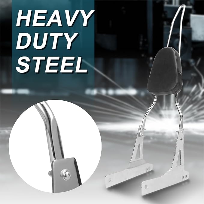 AUFER Detachable Chrome Passenger Backrest Sissy Bar With Backrest Pad Compatible With For Harley Dyna Street Bob Super Glide Low Rider Wide Glide FXD FXDB FXDC FXDL FXDWG FXDSE 2006-UP