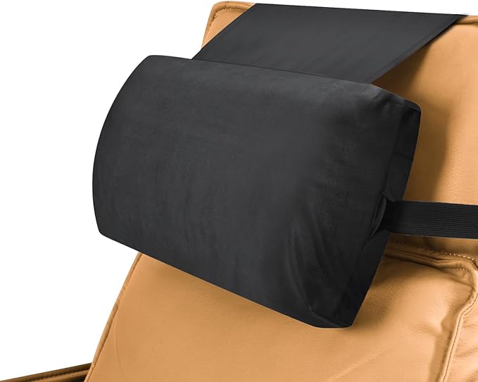 Head Recliner Pillow Adjustable Shredded Memory Foam Headrest Pillow for Recliners,Non-Slip Velvet Cushion for Pain Relief Neck Support Pillow for Travel Home Recliner Sofa Armchair (Black)