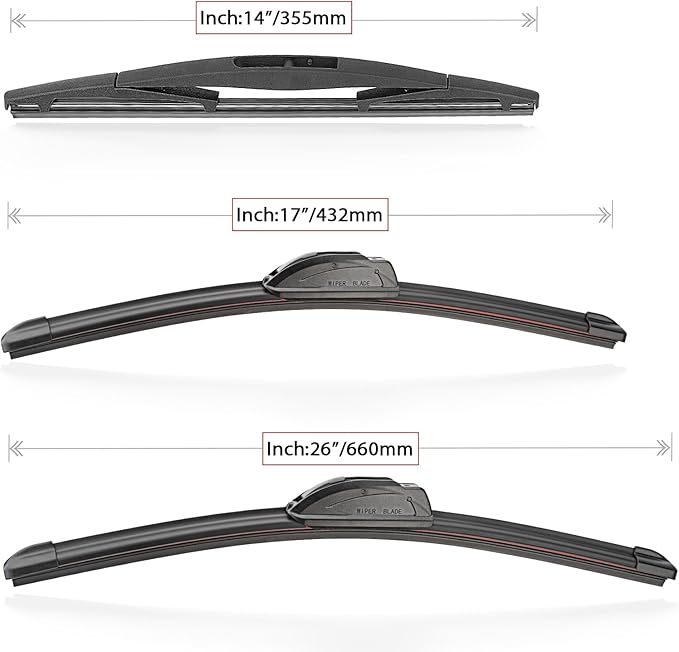 Windshield Wiper Blades Replacement for 2016 2017 Subaru Crosstrek / 2013 2014 2015 Subaru XV Crosstrek Original Factory Quality Front Rear Wipers Blade Set - 26" 16" 12" (Pack of 3)