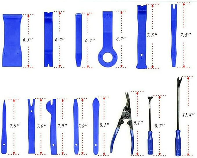 19Pcs Trim Removal Tool Set, Car Panel Door Audio Trim Removal Tool Kit for Automotive Auto Clip Pliers Fastener Remover Nylon Tool Set Vehicle Dash Radio Audio Installer with Storage Bag AUTR19NBL