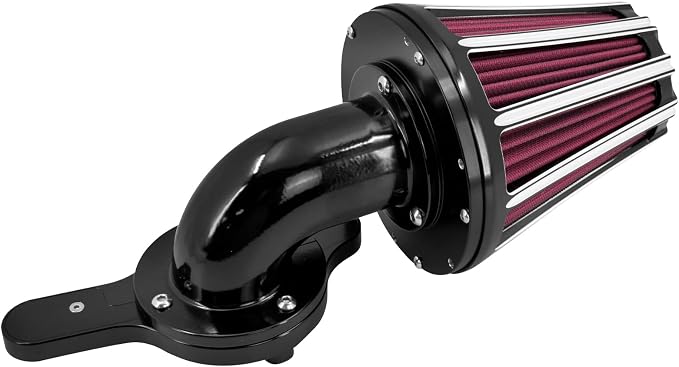 Air Cleaner Filter 90° Forward-Facing Intake Kit CNC Fit for Harley Touring Softail (Black Housing Red Element,D For M8 Touring 17-23 Trike 17-25 Softail 18-24)
