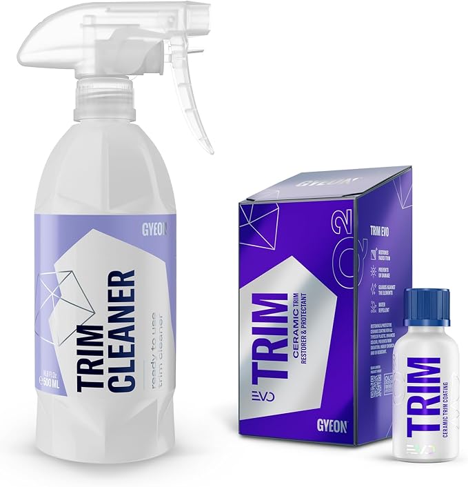 GYEON Trim EVO Ceramic Trim Restorer + TrimCleaner Prep Kit – Plastic & Vinyl Restoration System – Deep Clean, Restore, and Protect Faded Exterior Trim with Hydrophobic SiO₂ UV-Resistant Coating