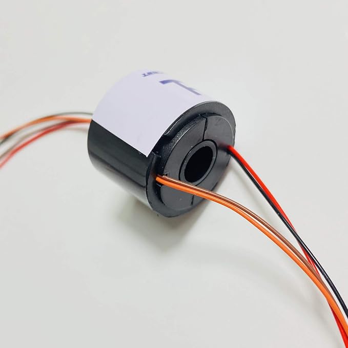 Taidacent Hollow Slip Ring Power Continued 2/4/6/12 Road Collector Connector Electric Motor Slip Ring Rotating (Inner hole 7mm Outer diameter 22mm 4 Wire 1.5A)