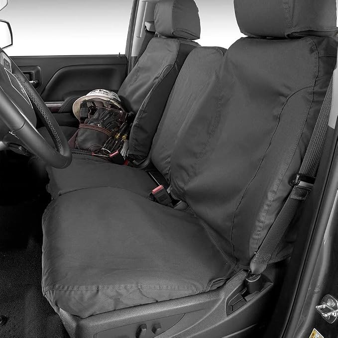 Covercraft Custom-Fit Front Bucket SeatSaver Seat Covers - Polycotton Fabric, Charcoal Black