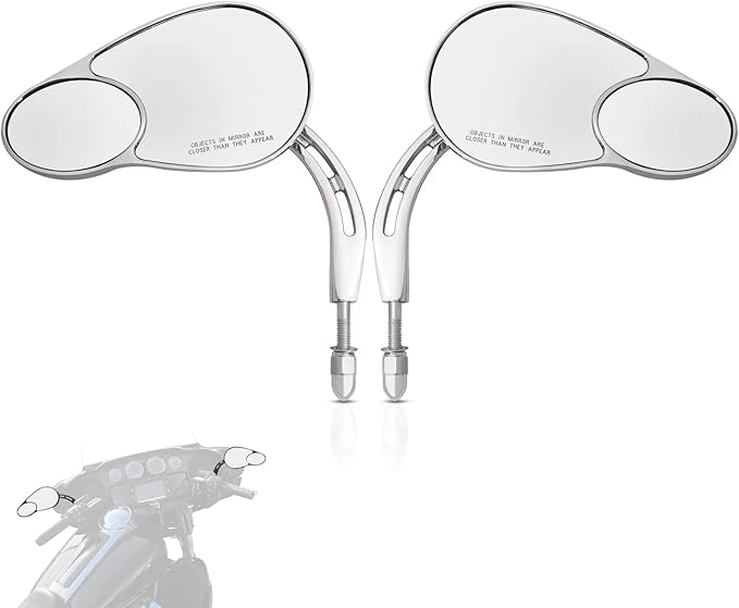 WOWTK Rearview Mirrors,Split Vision Mirrors for Harley 1982-2025 Most Models Road King Street Glide Road Glide Softail Iron 1200 Iron 883 Deluxe Fat Boy Sport Glide XG750 XG500,Chrome