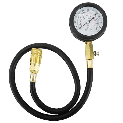 8MILELAKE Engine Cylinders Diagnostic Tester Compression Gauge Test Set with 4 Long Reach Hoses M10 M12 M14
