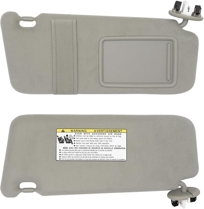 NHILES Right Passenger Side Sun Visor Fits for Toyota Camry 2007 2008 2009 2010 2011 Replacement Sun Shade with Light # 74310-33F30-B0 (Gray)