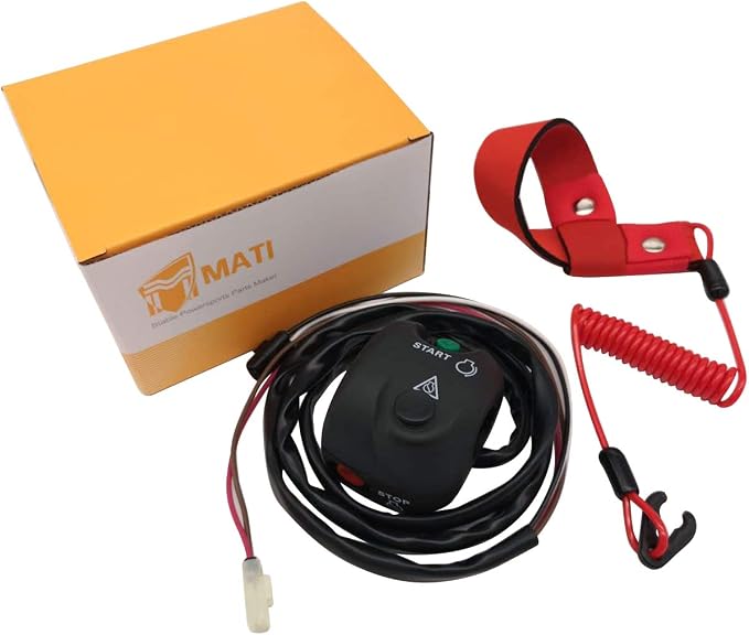 Handlebar Start Stop Kill Switch Box Aassy & Safety Lanyard for Yamaha WaveRunner 500 WR500 650 WR650/WRA650/WRB650 700 WRA700/WRB700/XL700 WaveBlaster 700 WB700 WaveRaider 700 RA700 1100 RA1100