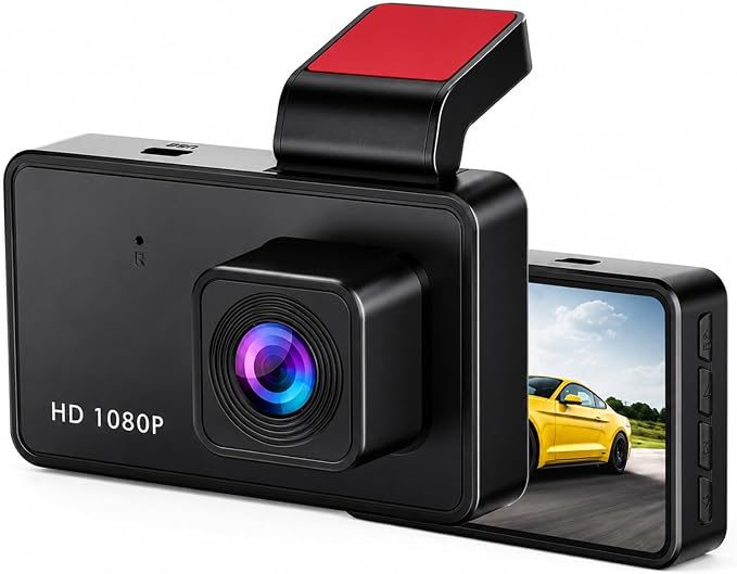 3-inch 1080p High-Definition Dashcam for Cars with Super Night Vision, 170° Large Wide-Angle, 24 Hour Recording, G-Sensor Parking Monitoring Loop Video Motion Detection