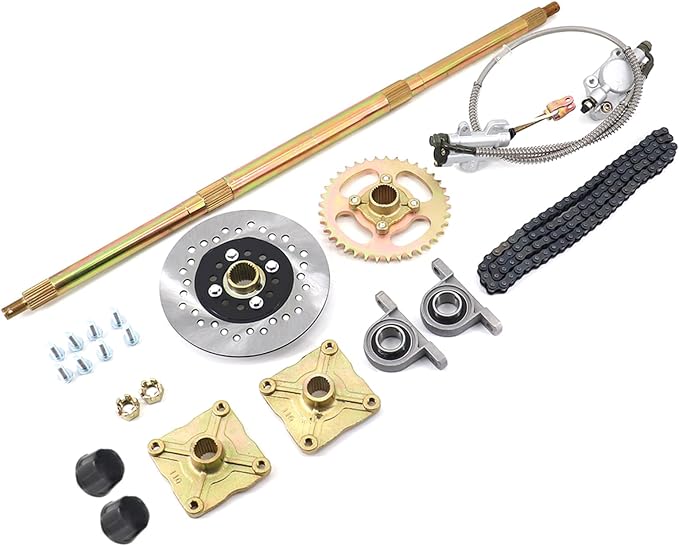 815mm /32'' Rear Axle Assembly Kit with Shaft & Hub & Chain & Brake Master Cylinder compatible with Buggy Go Kart Golf UTV ATV Accessories