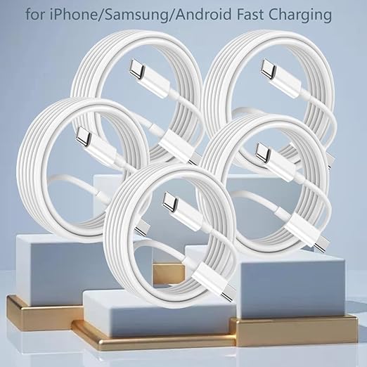 3Pcs/5Pcs 60W Dual USB C Fast Charging Cables,USB C to Type C Fast Charging Cables, Compatible with iPhone 17/16/15/15 Pro/15 Pro Max/15 Plus/iPad Pro/A5/MacBook/Samsung Galaxy S25/S24/S23 Ultra (5)