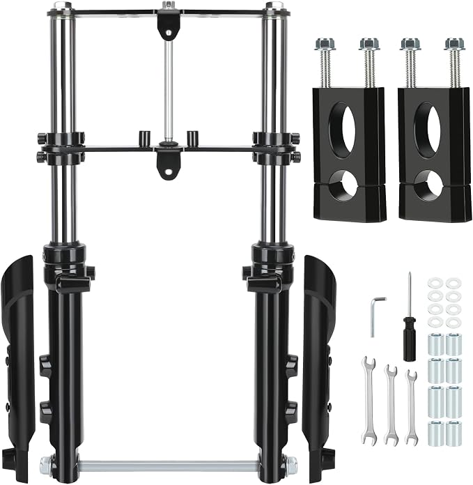 Mini Bike Front Forks Suspension Kit Compatible with Coleman CT100U Baja DB30 Monster Moto MMB80 MMB105 Motovox MBX10 MBX11 GMB100 TrailMaster Storm 200 Minibike Parts with 7/8 Handlebar Risers