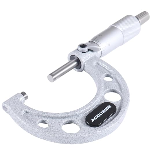 Accusize Industrial Tools 1-2 inch by 0.0001'' Ultra-Precision Outside Micrometer, Eg00-0002 | 1-2", Ultra-Precision, Carbide Tipped, M-Type, Resolution 0.0001", Ratchet Friction Thimble, Solid Storage Case