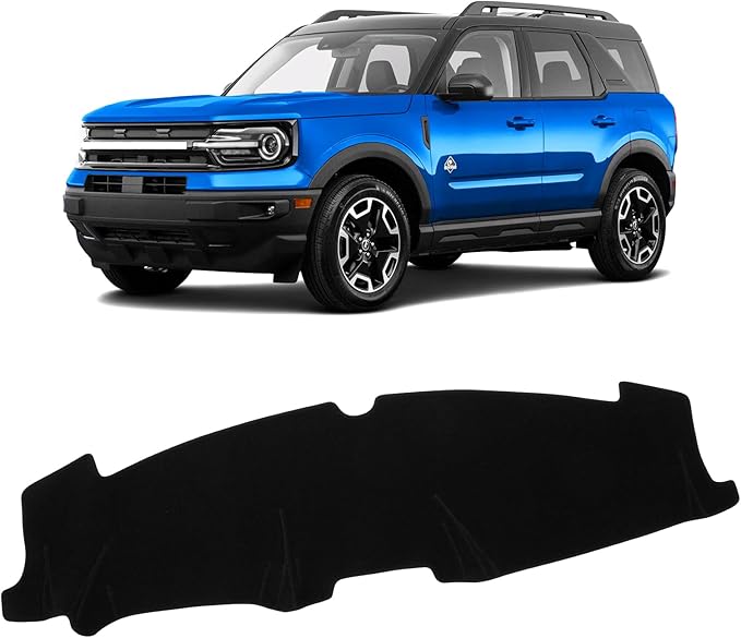 KUST Black Dash Cover Compatible with Ford Bronco Sport 2021-2024 (Only fit Bronco Sport) Dashboard Cover Polyester Non-Slip Interior Accessories for Bronco Sport Custom Fit Dash Mat No Glare