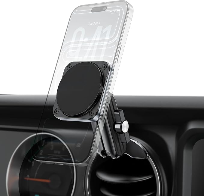 OQTIQ Car Phone Holder for Jeep Wrangler JL 2018–2023 & Gladiator JT 2020–2023 [5000Gs Magnetic Vent Mount], Heavy-Duty, 360° Adjustable, Compatible with iPhone 12–17, Samsung Galaxy, Pixel