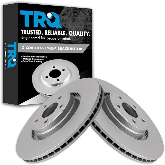 TRQ Front Brake Rotor Set G Coated Vented Compatible with 2014-2018 Ford Focus 2015-2019 Lincoln MKC